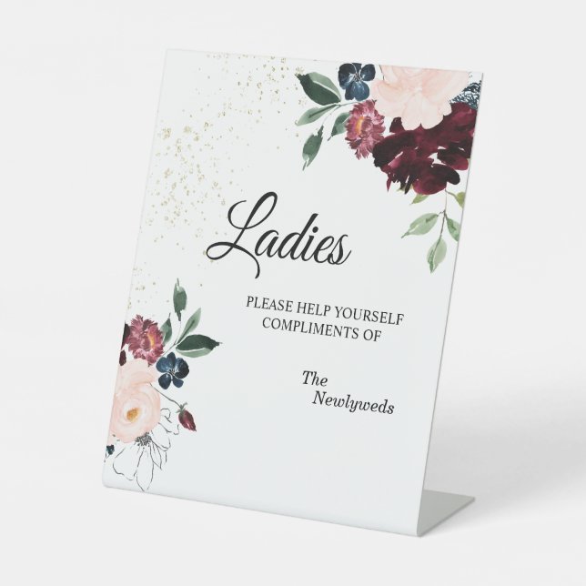 Summer Celebration Wedding Ladies Bathroom Pedestal Sign (Front)