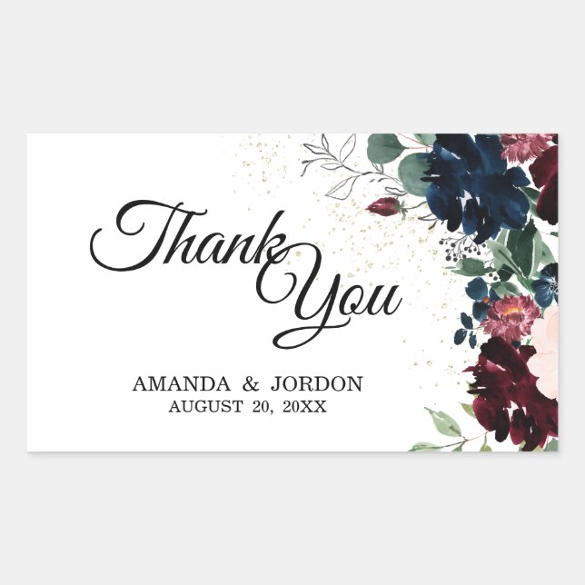 Summer Celebration Wedding Thank You Rectangular Sticker (Front)