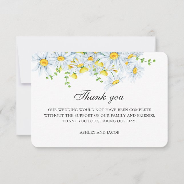 Summer chamomile. Spring garden flowers wedding Thank You Card (Front)