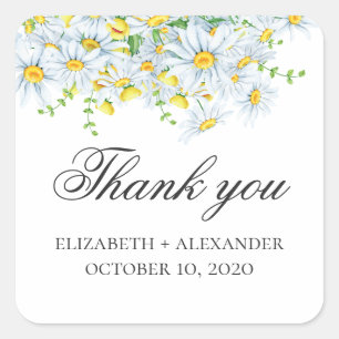 Summer chamomile thank you. Spring flowers wedding Square Sticker