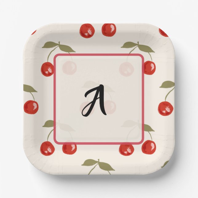 Summer Cherries Paper Plate (Front)