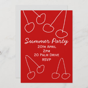 Summer cherry picnic garden party celebration invitation