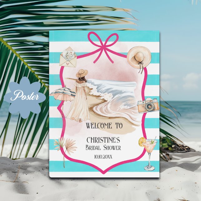 Summer Chic Beach and Waves Bridal Shower Welcome Poster (Creator Uploaded)
