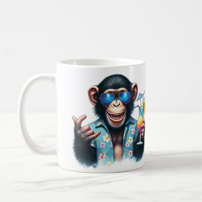 Summer Chill Chimp Chillin - Sunglasses & Cocktail Coffee Mug (Left)