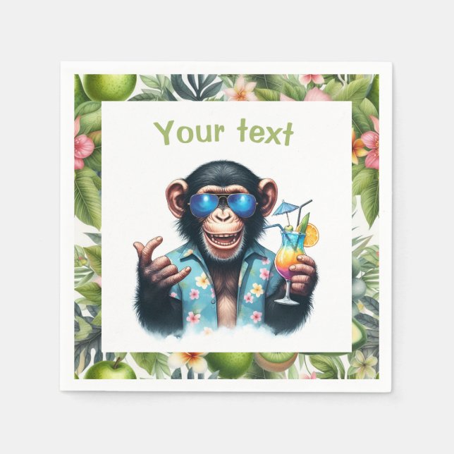 Summer Chill Chimp Chillin - Sunglasses & Cocktail Napkin (Front)