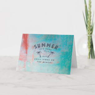 Summer Chill Vibes Retro Beach Design Card