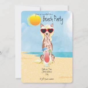 Summer Chinese Crested Beach Party Invitation