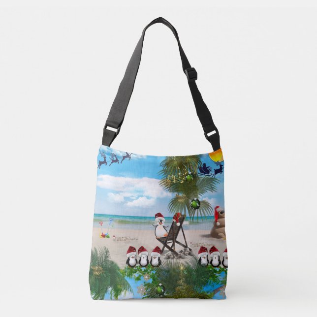 Summer Christmas Baby on the Beach repeat Design Crossbody Bag (Front)