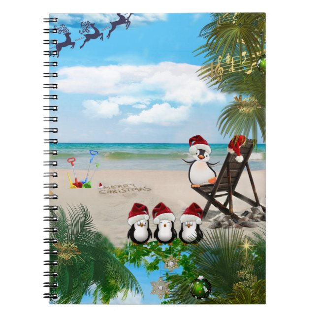 Summer Christmas Baby on the Beach repeat Design Notebook (Front)