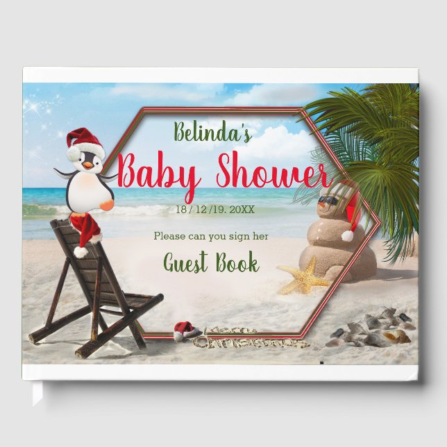 Summer Christmas Baby Shower Guest Book (Front)