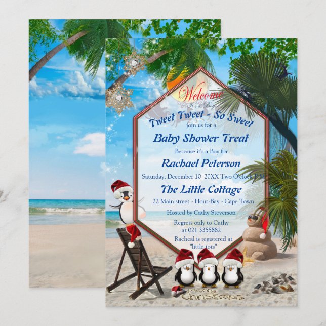 Summer Christmas Baby Shower Invitation (Front/Back)