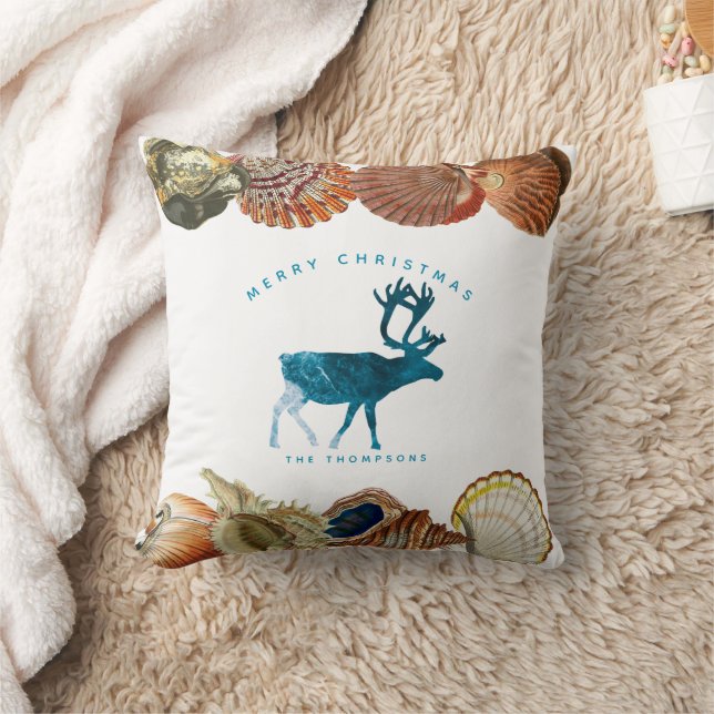 Summer Christmas Beach Seashell Deer Cushion (Blanket)