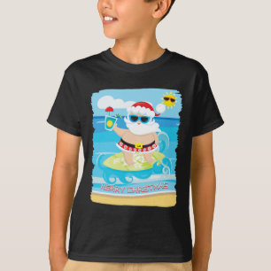 Summer Christmas Hawaii Surfing Santa In July T-Shirt
