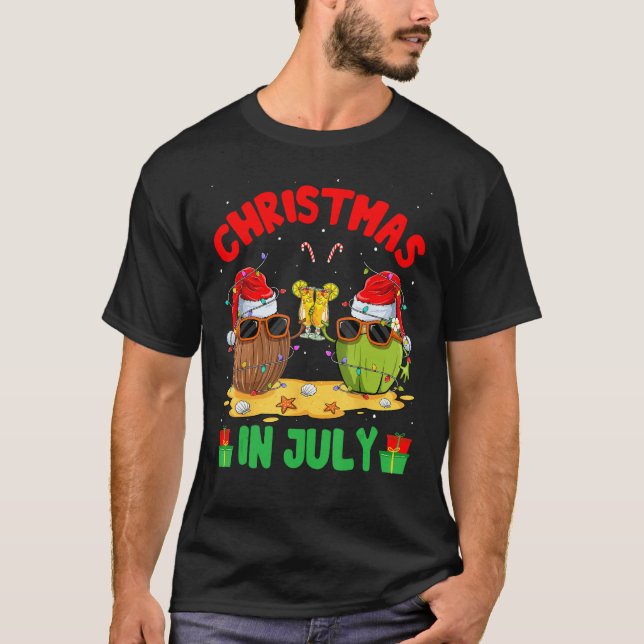 Summer Christmas in July Coconut Wearing Sunglass  T-Shirt (Front)