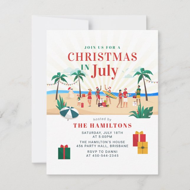 Summer Christmas In July Party Invitation (Front)
