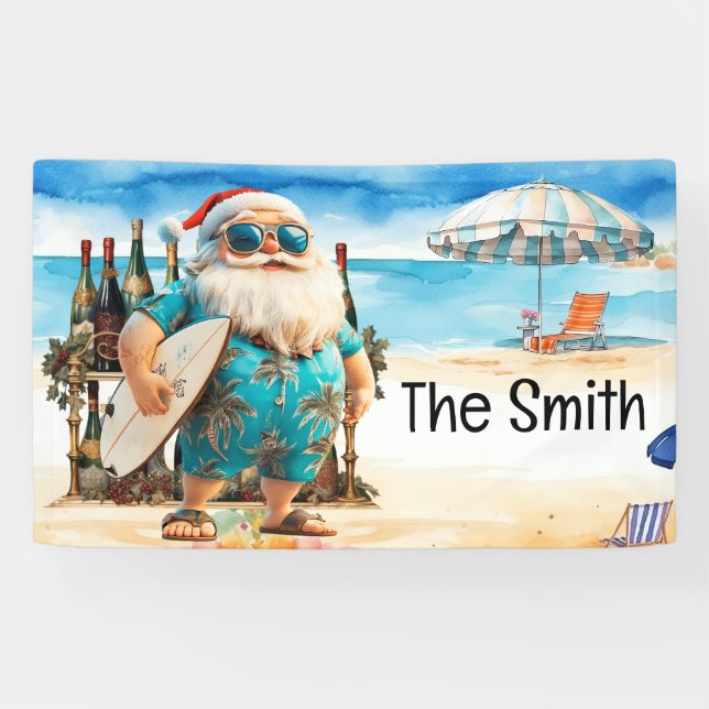 Summer Christmas  in July  Santa Claus on beach  Banner (Horizontal)