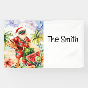 Summer Christmas  in July  Santa Claus on beach  Banner