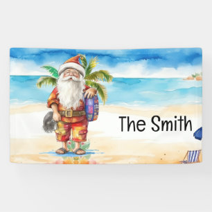 Summer Christmas  in July  Santa Claus on beach  Banner