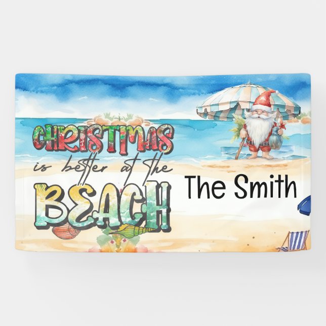 Summer Christmas  in July  Santa Claus on beach  Banner (Horizontal)