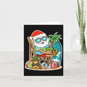 Summer Christmas In July - Tropical Santa Surfing  Card