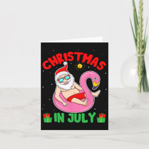 Summer Christmas In July - Tropical Santa Surfing Card