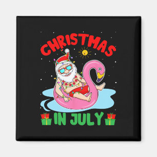 Summer Christmas In July - Tropical Santa Surfing Magnet