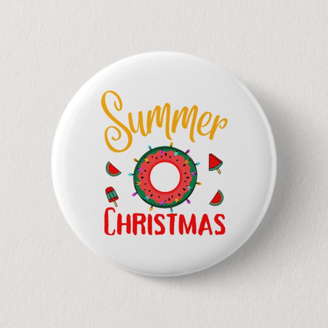 Summer Christmas July 6 Cm Round Badge (Front)