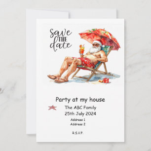 Summer Christmas Party with Santa Claus Picnic  Invitation