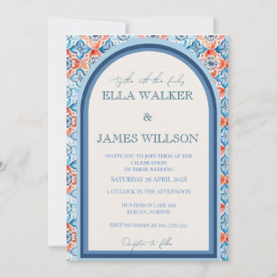 Summer Church Tile Pattern Wedding Invitation