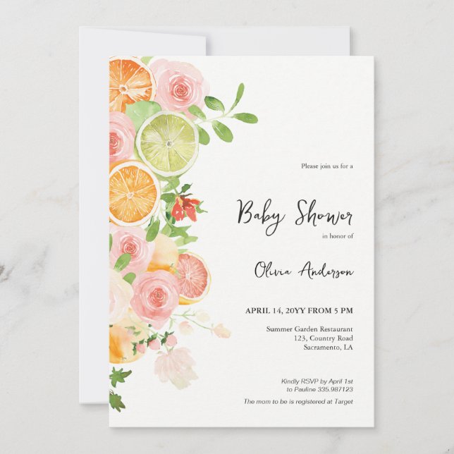 Summer Citrus Baby Shower Brunch Invitation (Front)