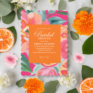 Summer citrus bild nd orange flowers bridal shower invitation