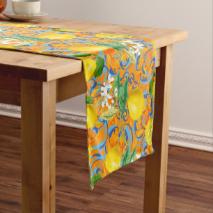 Summer ,citrus,boho ,bohemian,floral Mediterranean Short Table Runner