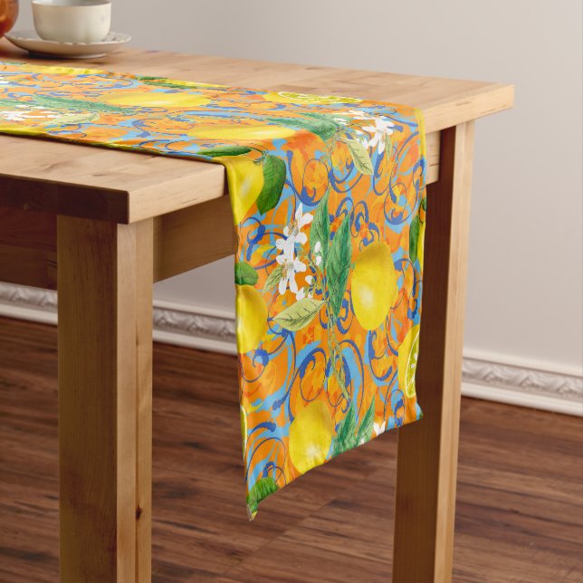 Summer ,citrus,boho ,bohemian,floral Mediterranean Short Table Runner (In Situ)