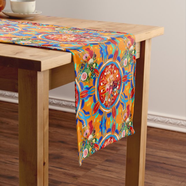 Summer citrus,boho ,bohemian,floral Mediterranean  Short Table Runner (In Situ)