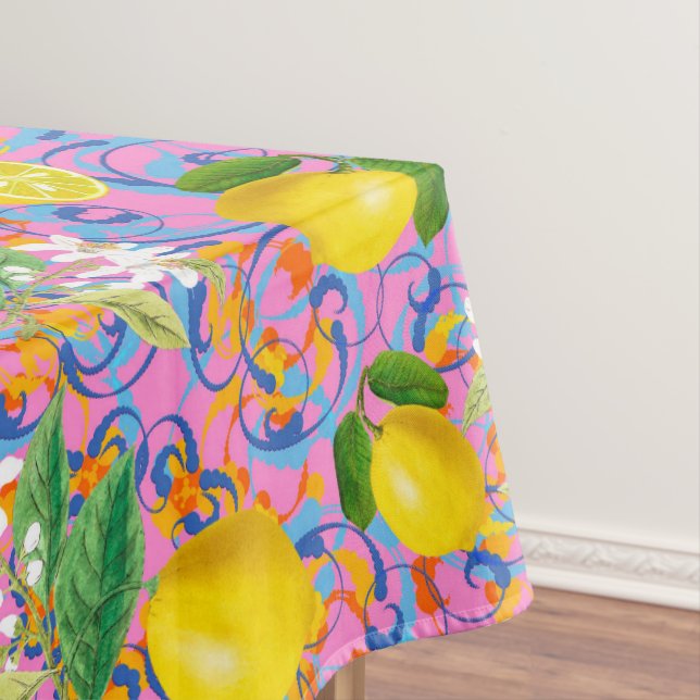 Summer ,citrus,boho ,bohemian,floral Mediterranean Tablecloth (In Situ)