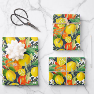 Summer ,citrus,boho ,bohemian,floral Mediterranean Wrapping Paper Sheet