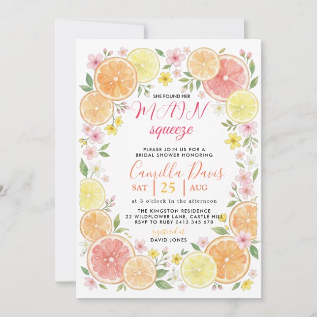 Summer Citrus Bridal Shower Invitation (Front)