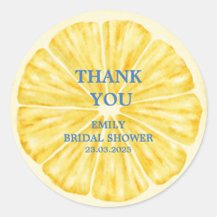Summer citrus fruit lemon Bridal Shower  Classic Round Sticker