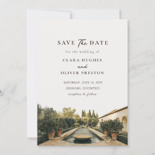 Summer Citrus Garden Arched Stone Villa Wedding  Save The Date