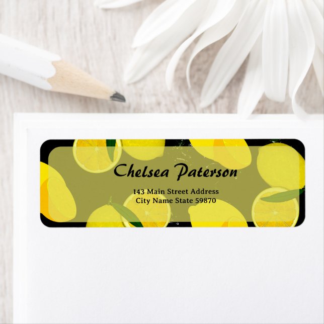 Summer Citrus Lemon Black Yellow Return Address    (Insitu)