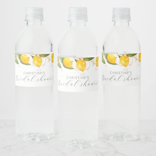 Summer Citrus Lemon Bridal Shower Water Bottle Label (Bottles)