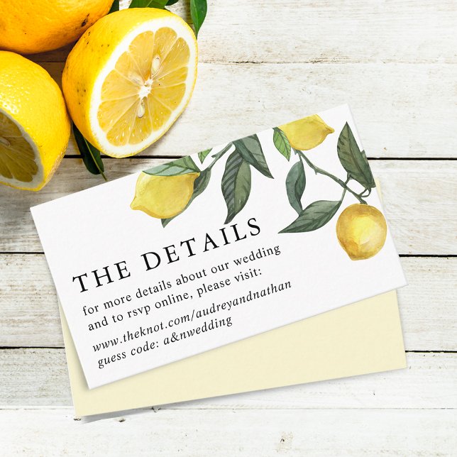 Summer Citrus Lemon Greenery Wedding Website Enclosure Card (Summer Citrus Lemon Greenery Wedding Website Enclosure Card)