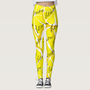 Summer Citrus Lemon Leggings - Bold Print Plus