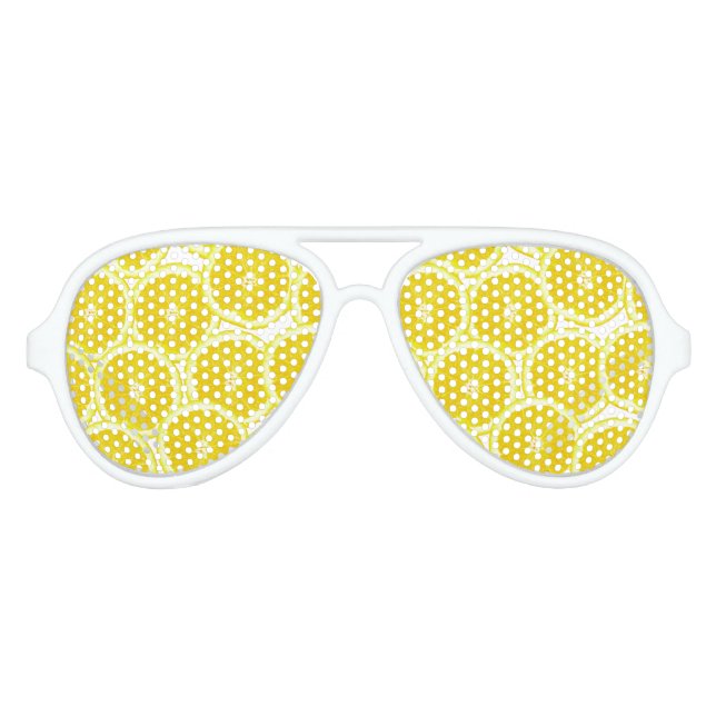 Summer Citrus Lemon Slices Aviator Sunglasses (Front)