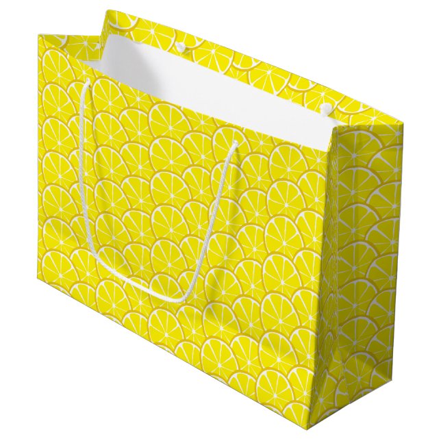 Summer Citrus Lemon Slices Gift Bag - LARGE (Front Angled)