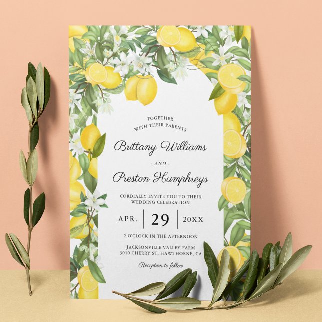 Summer Citrus Lemon Wedding Invitation (Creator Uploaded)