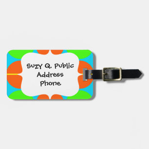 Summer Citrus Lime Green Orange Yellow Teal Circle Luggage Tag