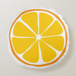 Summer Citrus Orange Round Pillow