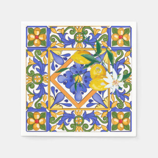 Summer,citrus,Sicilian,Mediterranean style,lemon,m Napkin