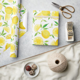 Summer Citrus Watercolor Lemon Pattern Wrapping Paper